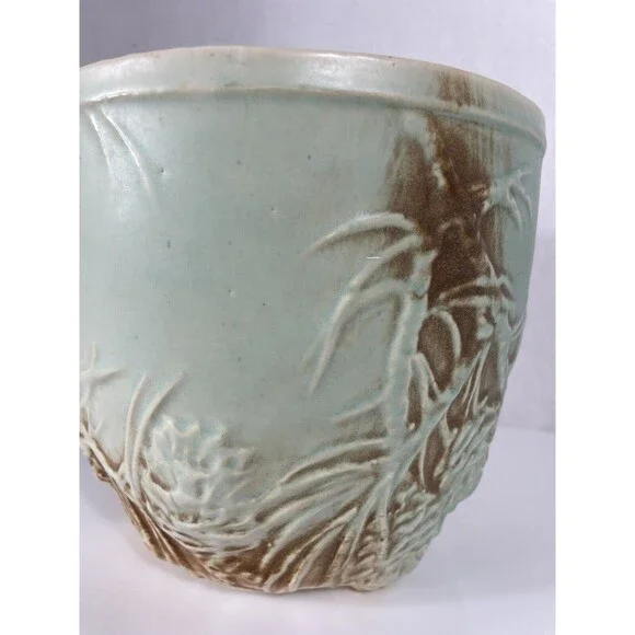 McCoy Planter Pot Pine Cone Jardiniere Blue Green Brown Vtg MCM Cottagecore - Picture 9 of 16